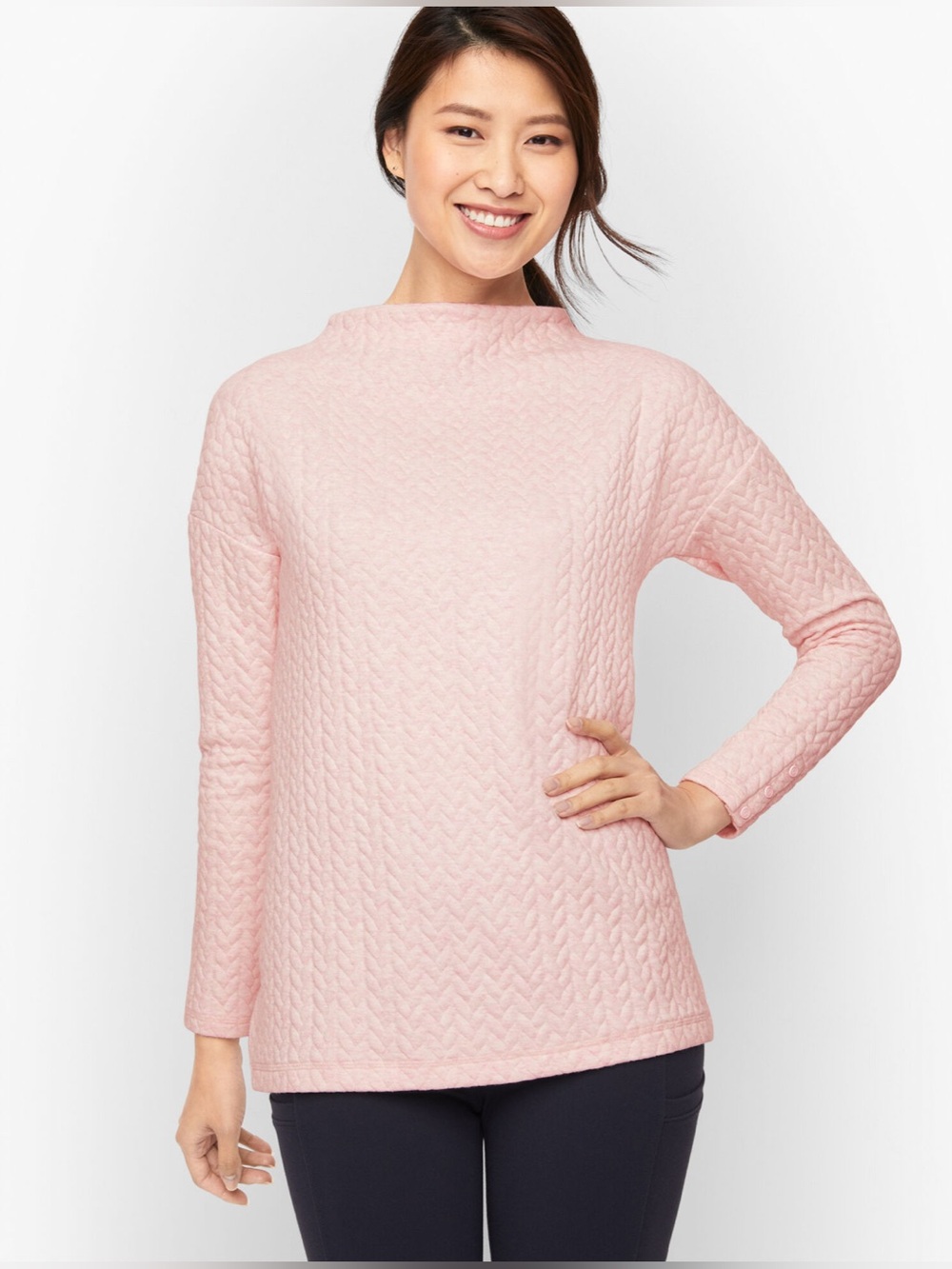 QUILTED JACQUARD PULLOVER - LUREX